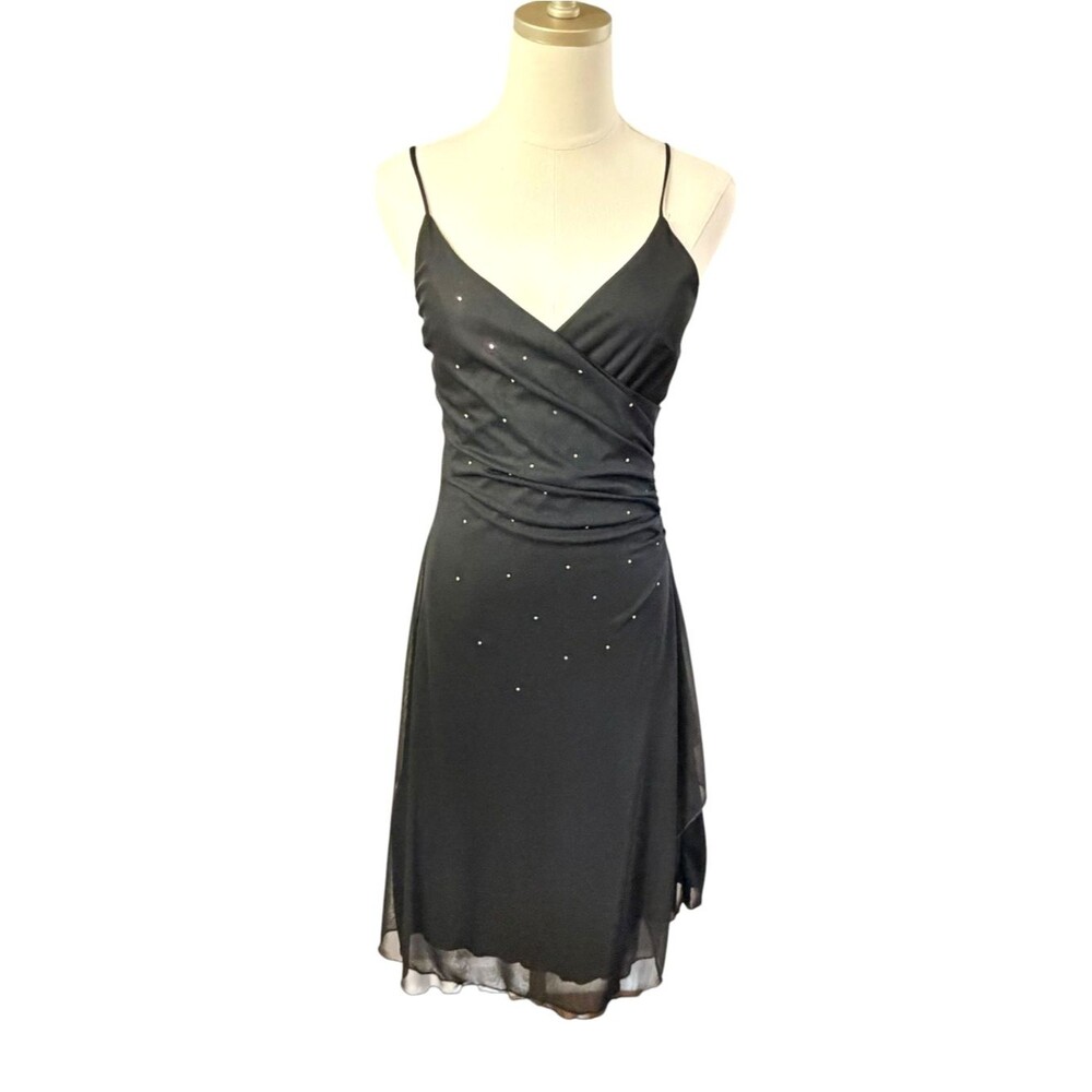 VTG Y2K Rampage Whimsigoth Fairy Grunge Sheer Midi Dress Size M Mesh Ruched HOCO